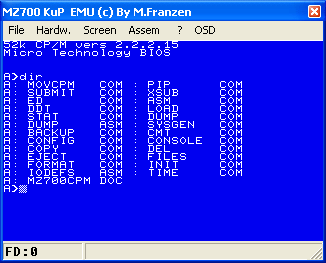 SUC 40 column CP/M version using the K&P floppy drive SFD700 activated by "JF000"