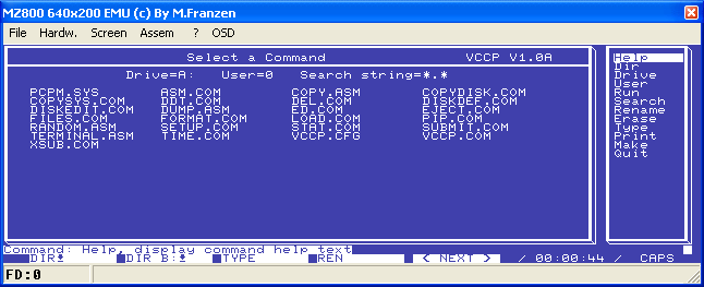 P-CPM-80 running on the Multisystem emulator