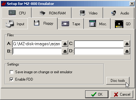 Start the disk tools from the floppy setup panel