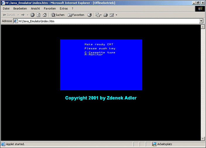 MZ-800 JAVA emulator