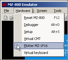 Plotter activation by pulldown menu