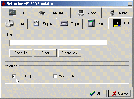 Setup for the QuickDisk drive