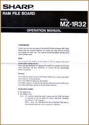 MZ-1R32 Operation Manual