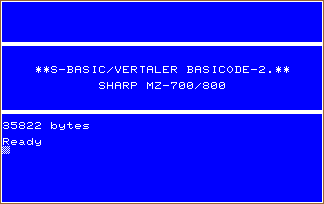 Initial screen of the S-BASIC / BASICODE-2