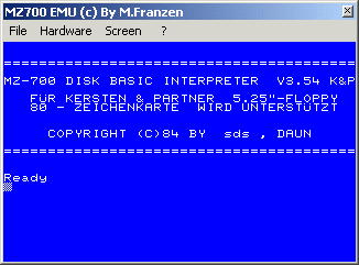 Screenshot of the K&P 80-column Disk BASIC version 3.54