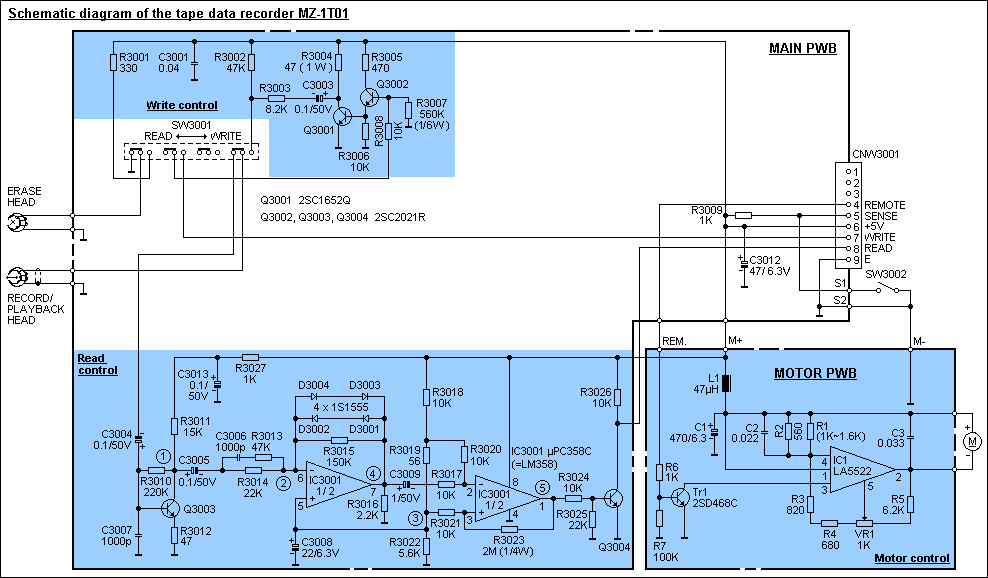 Schematic diagram of the data recorder MZ-1T01
