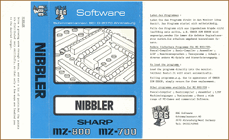 The original cover of the game NIBBLER