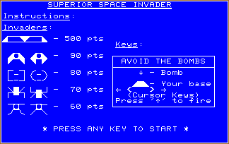 SUPERIOR SPACE INVADER screen shot