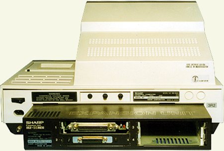MZ-80A rear view with MZ-80AEU expansion unit