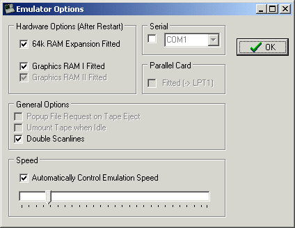 Emulator options